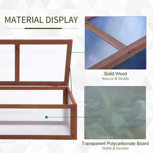 Wooden cold frame with hinged and tilting lid, brown