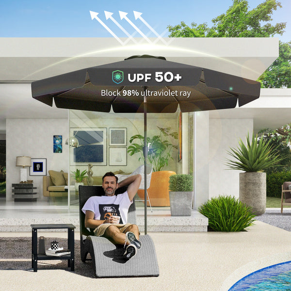 2.6" Table Umbrella with Tilt and Crank for Garden, Yard, Patio, Black