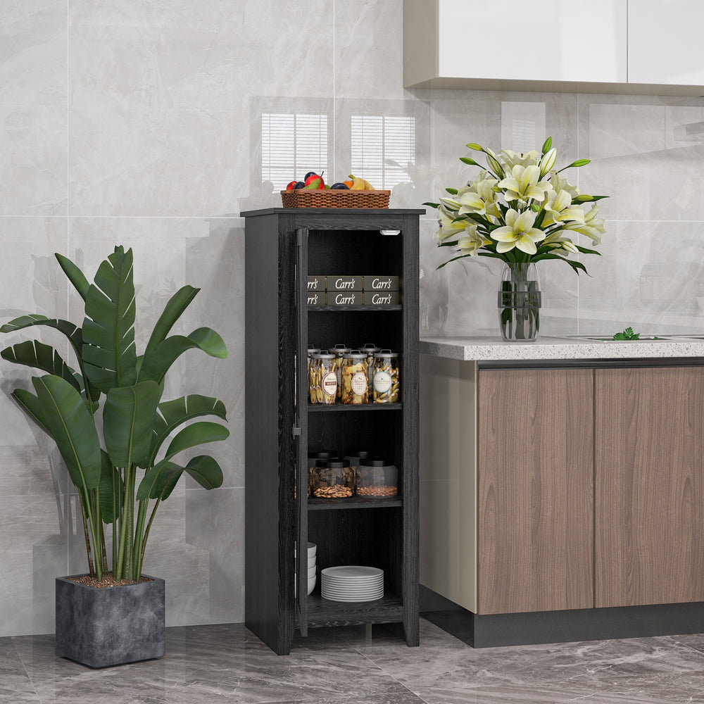 Storage cabinet with barn door and adjustable shelves, black