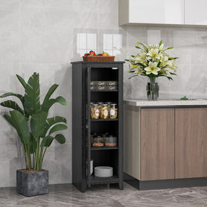 Storage cabinet with barn door and adjustable shelves, black