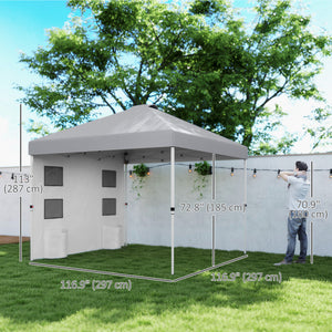 10 x 10 folding tent with side walls, light grey