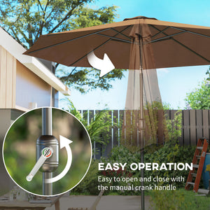 9.7-foot round umbrella with crank and tilt, cafe