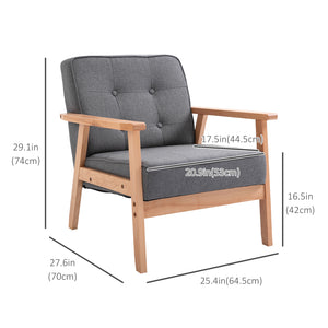 Accent chair with modern fabric upholstered backrest, Grey