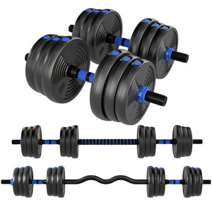 3-in-1 adjustable dumbbell set with straight bar and EZ curl bar