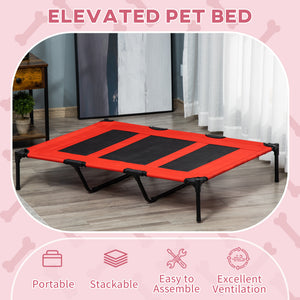 Elevated dog bed, red