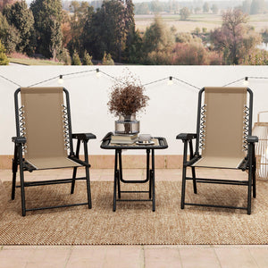 Outdoor folding metal table and chairs set with cup holders