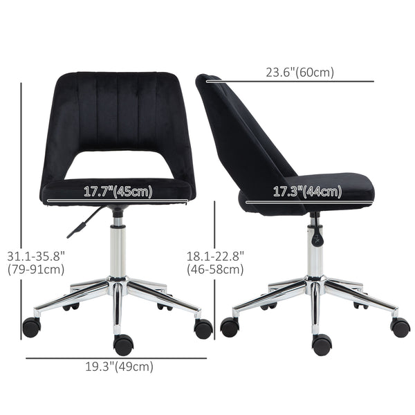 Black velvet mid-back office chair