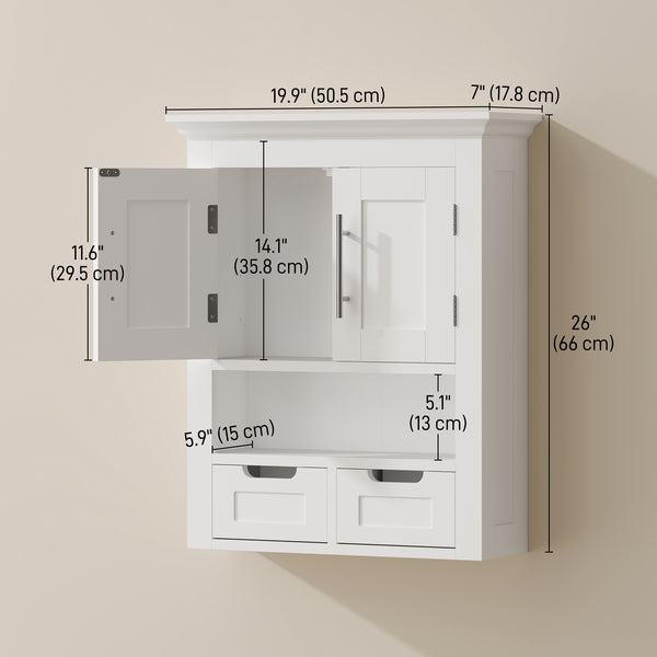 Bathroom wall cabinet with shelf, white