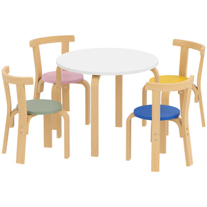 Wooden table and chairs set, multi-colored