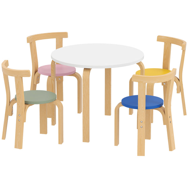 Wooden table and chairs set, multi-colored