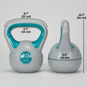 22 lb kettlebell with wide handle and stable base – Light blue and gray