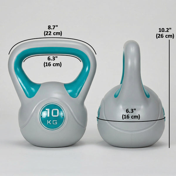 22 lb kettlebell with wide handle and stable base – Light blue and gray