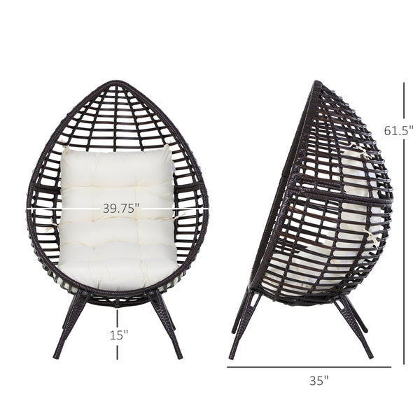 Hanging rattan chair with trapezoidal cushion