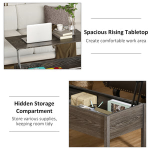 Modern coffee table with lift-top and hidden storage compartment, gray