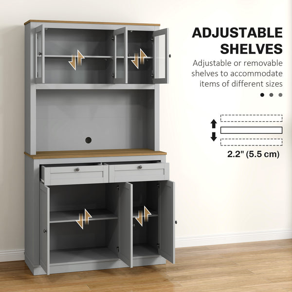 Pantry with microwave space and glass doors, gray