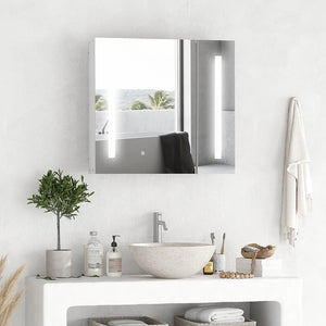 Medicine cabinet with mirror and lighting, white