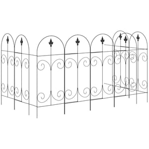 Set of 8 metal garden fence panels