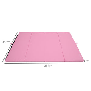 4'x6'x2'' Folding Gym Mat with Carry Handles, Pink