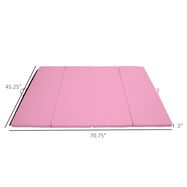 4'x6'x2'' Folding Gym Mat with Carry Handles, Pink