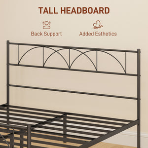 Metal platform bed frame with headboard, easy assembly, Queen size