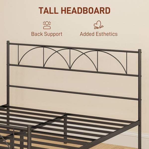 Metal platform bed frame with headboard, easy assembly, Queen size