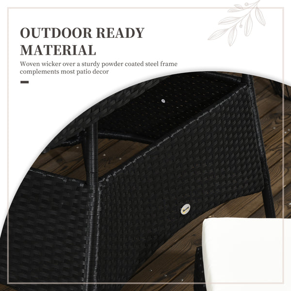 5 Piece Wicker Dining Set with Removable Cushions, Cream White