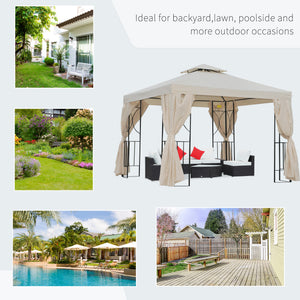 10 x 10 gazebo with double-pitched roof and side walls, cream white