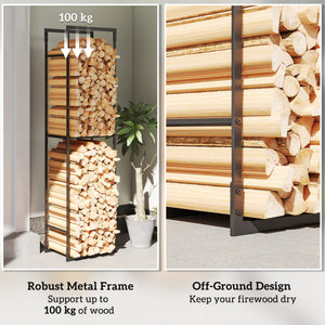 Log rack with adjustable shelf