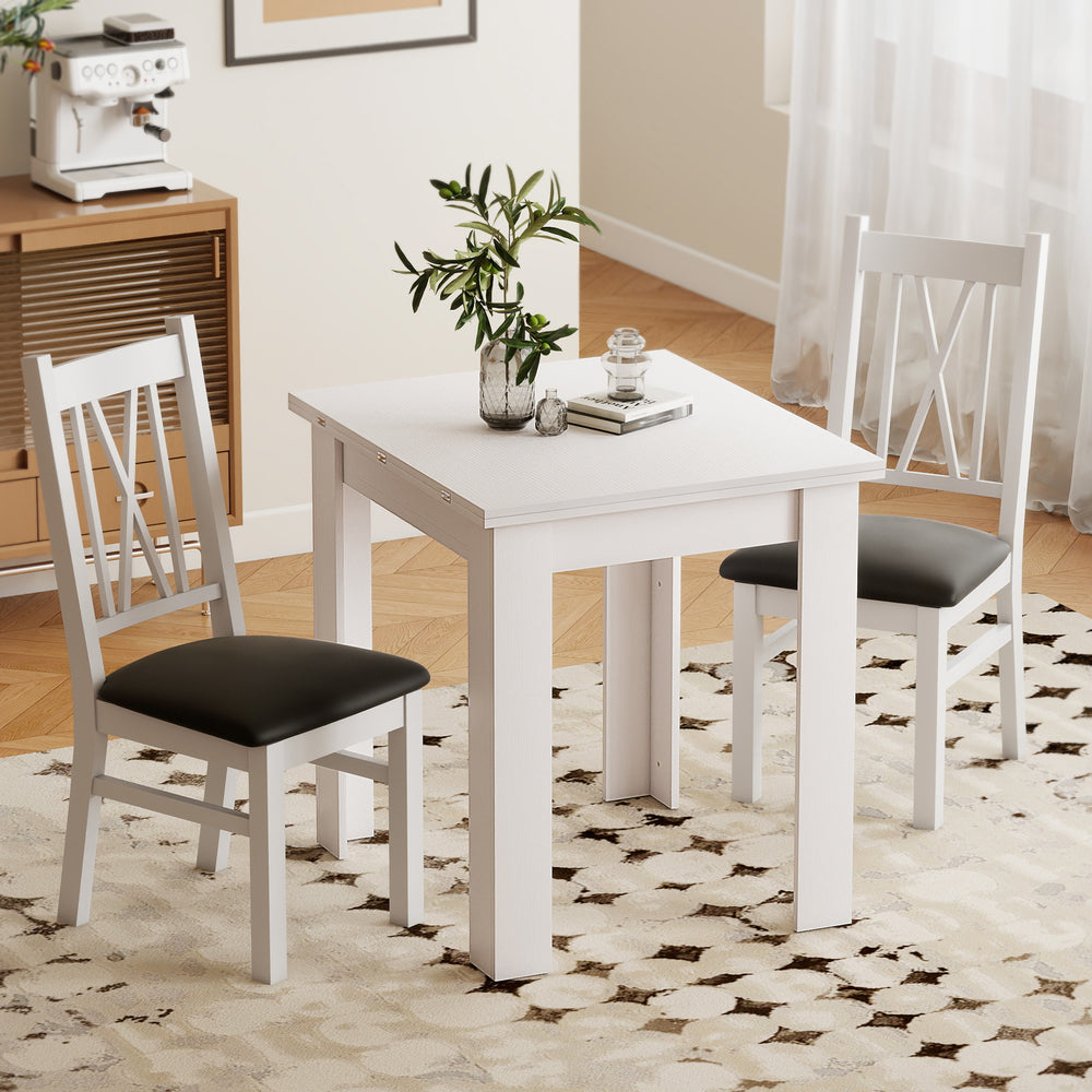 Extendable dining table for 4 to 6 people, white