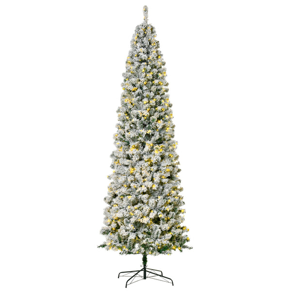 9ft Pre-Lit Frosted Artificial Christmas Tree with Warm White LED Light