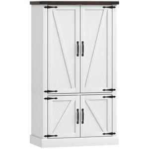 53.5-inch storage cabinet with adjustable shelves, 6 doors and spice racks for dining room, white