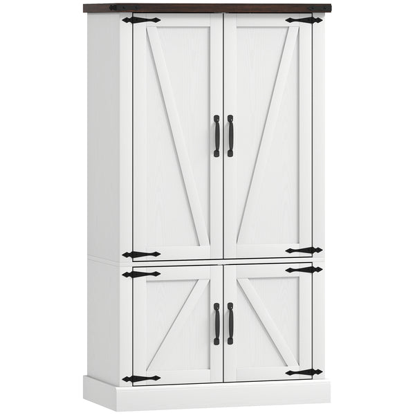 53.5-inch storage cabinet with adjustable shelves, 6 doors and spice racks for dining room, white