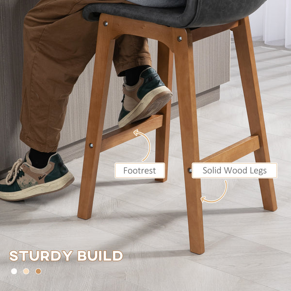 Set of 2 modern bar stools, grey