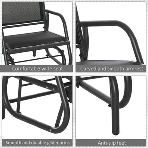 Rocking chair with breathable mesh seat and back, black