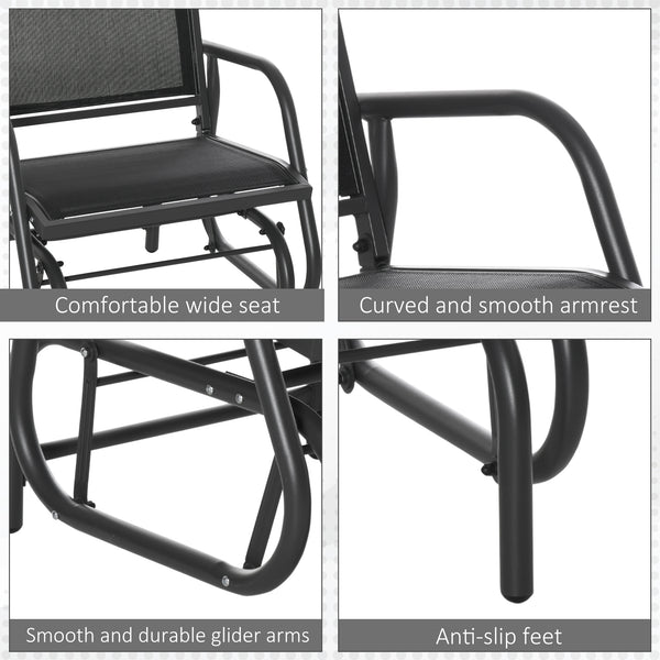 Rocking chair with breathable mesh seat and back, black