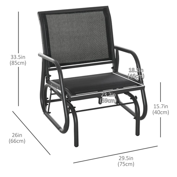 Rocking chair with breathable mesh seat and back, black