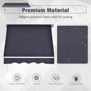 Retractable awning, 3.9 x 2.3 feet, dark gray 