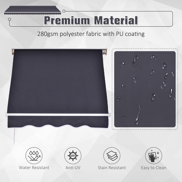 Retractable awning, 3.9 x 2.3 feet, dark gray 