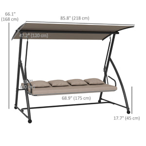 3 Seater Porch Swing Convertible Swing Chair Bed Cushioned Light Brown