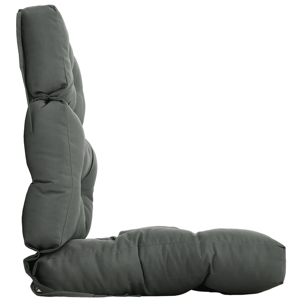 Replacement Cushion for Outdoor Patio Chair, Tufted Cushion with Thick Filling and Rope Ties, Dark Grey