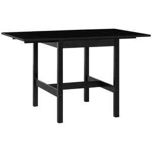 Country-style drop-leaf kitchen table for small spaces, folding, black