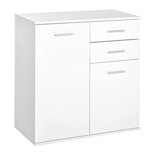 High gloss lacquered sideboard with 2 drawers and 2 doors, adjustable shelf, white