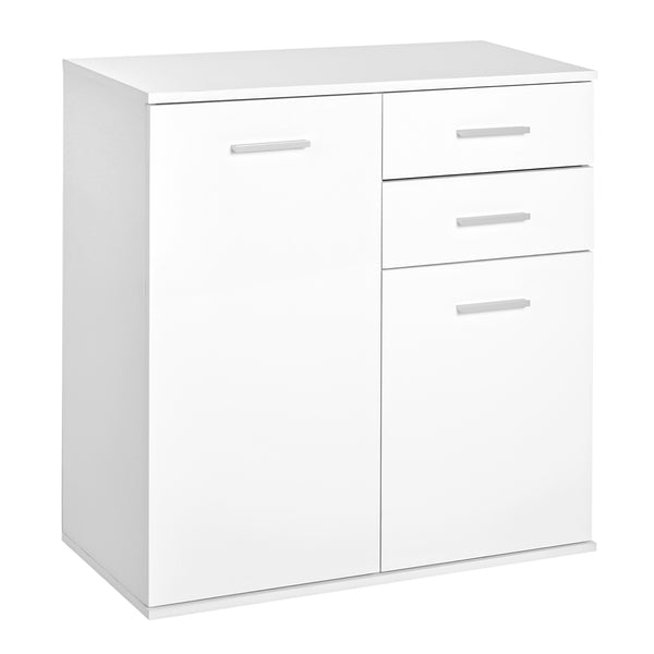 High gloss lacquered sideboard with 2 drawers and 2 doors, adjustable shelf, white