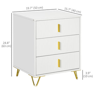 3-drawer chest with metal legs, white