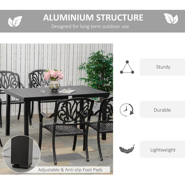 Rectangular aluminum garden table, black