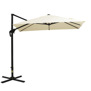 8-foot square cantilever parasol with cross base, cream white
