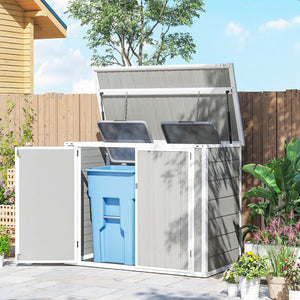 Garden bin shelter with chain lid, light grey