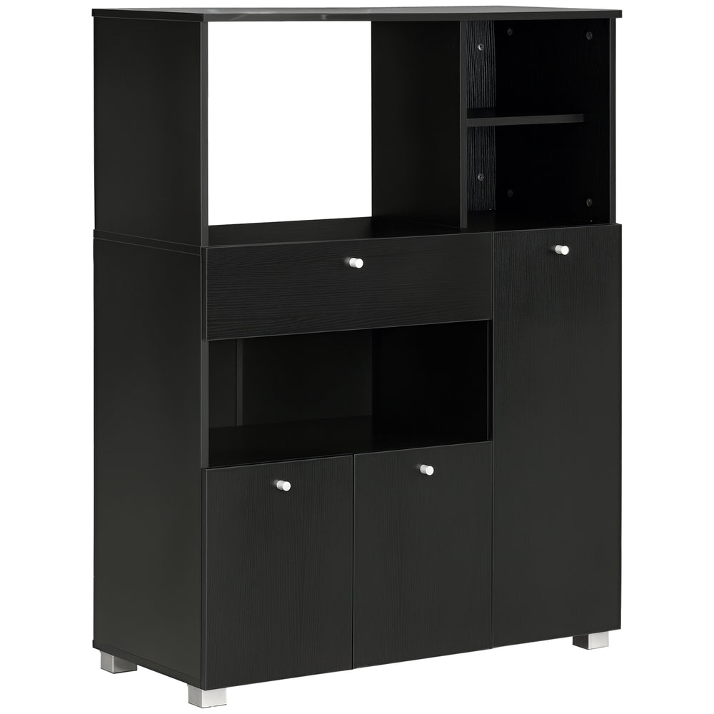 Kitchen cabinet with microwave stand, black