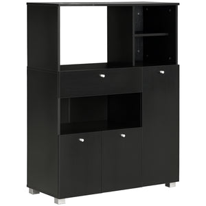 Kitchen cabinet with microwave stand, black