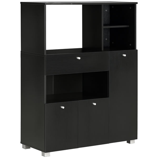 Kitchen cabinet with microwave stand, black